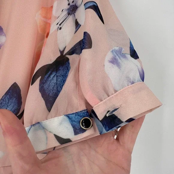 Yumi Kim Wrap Maxi Dress Women S Pink Floral Short Sleeve Wedding Guest Romantic - Picture 9 of 12